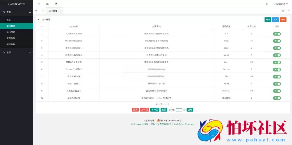 2024年全新开发API接口调用管理系统网站程序源码 附搭建教程