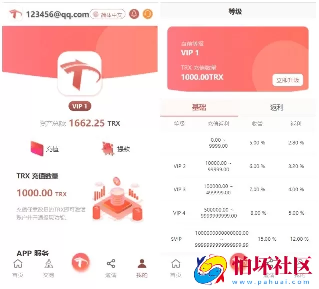 uniapp版多语言TRX系统源码/TRX理财系统/虚拟币挖矿程序