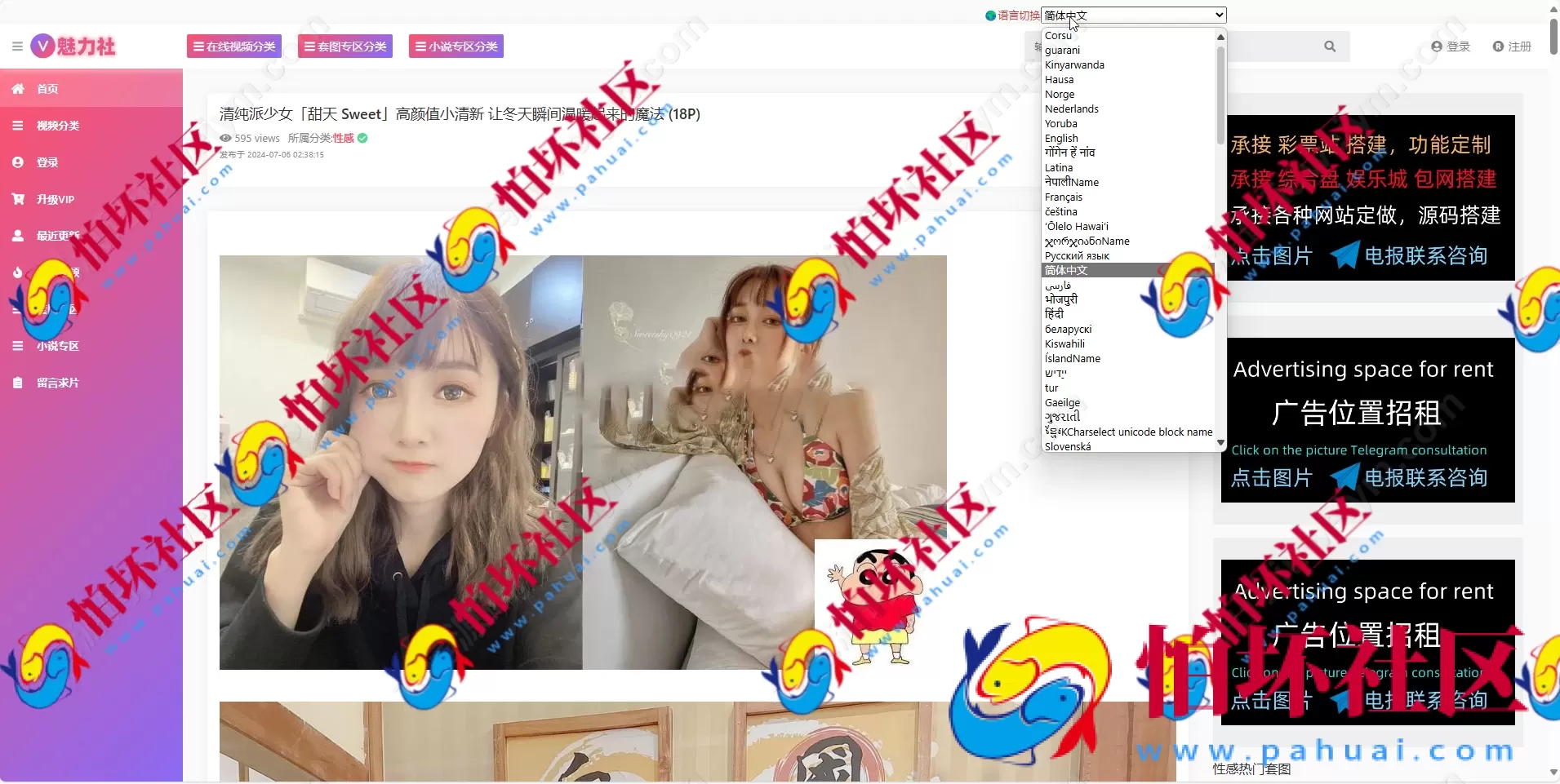 运营版X站源码 全开源视频站系统程序 一键采集 + 试看 + 充值 + 30种语言支持