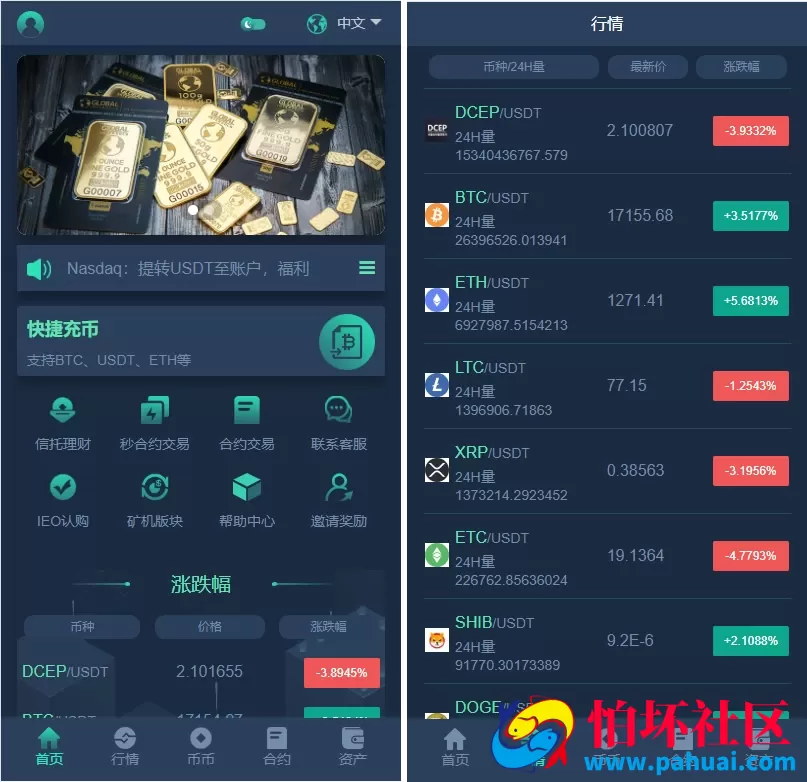 新UI多语言区块链交易所系统源码 虚拟币交易平台 秒合约 IEO认购 期权 理财认购矿机
