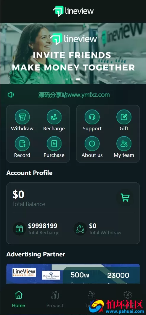 lineview海外汽车投资理财源码 资金盘源码 前端html+后端PHP