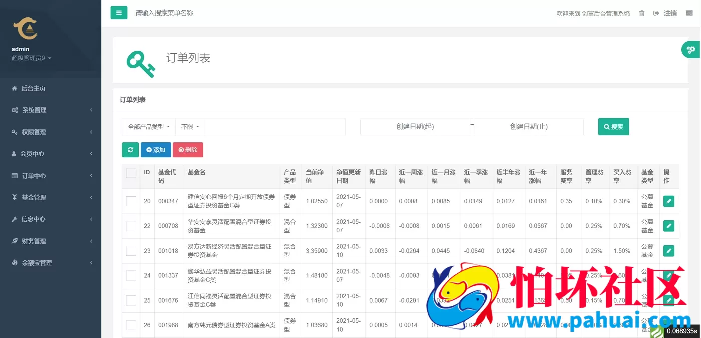 运营版创富基金股票源码 基金理财源码 项目投资理财源码 股市投资理财 前端Uniapp+后端php