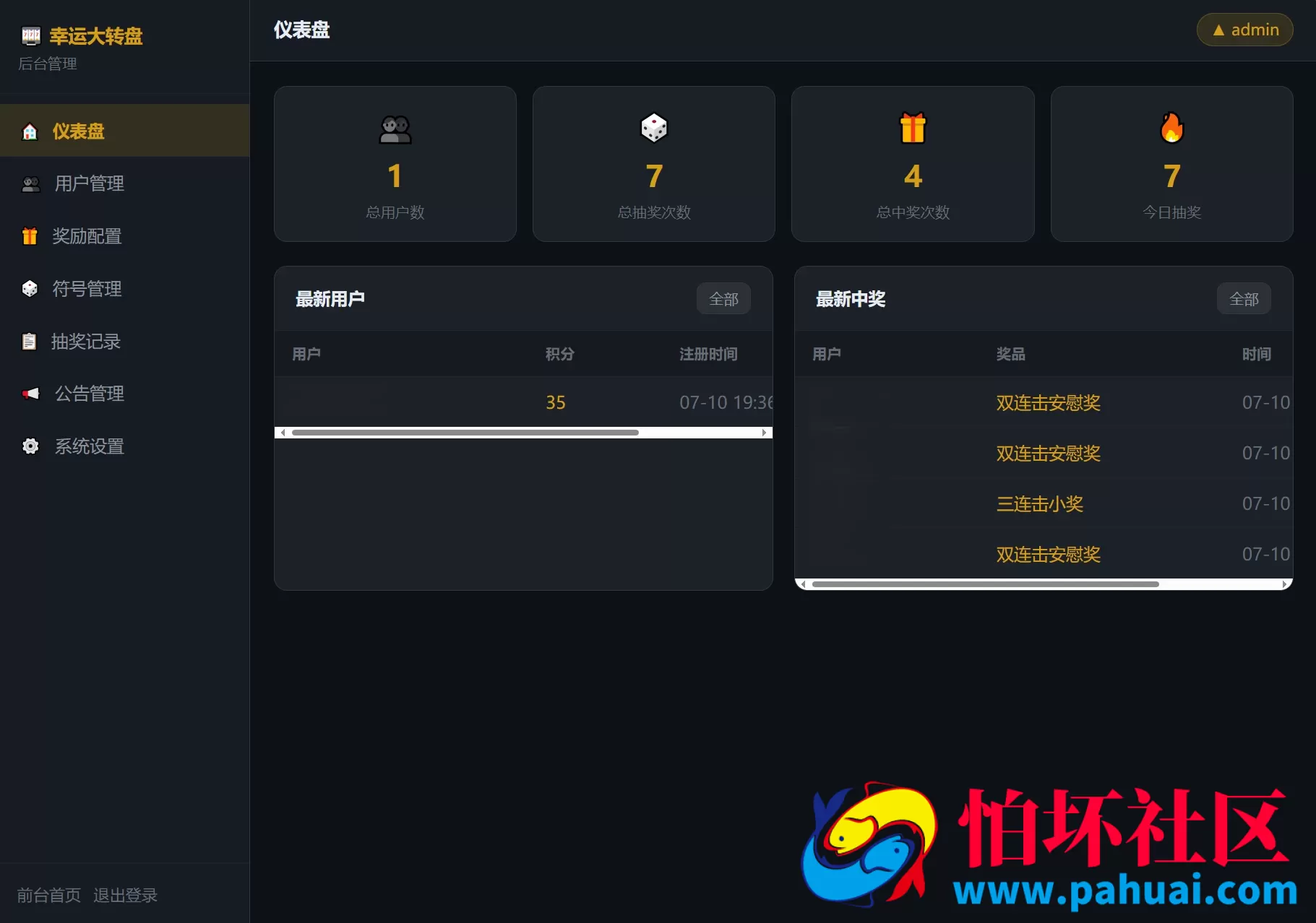 幸运大转盘抽奖系统源码