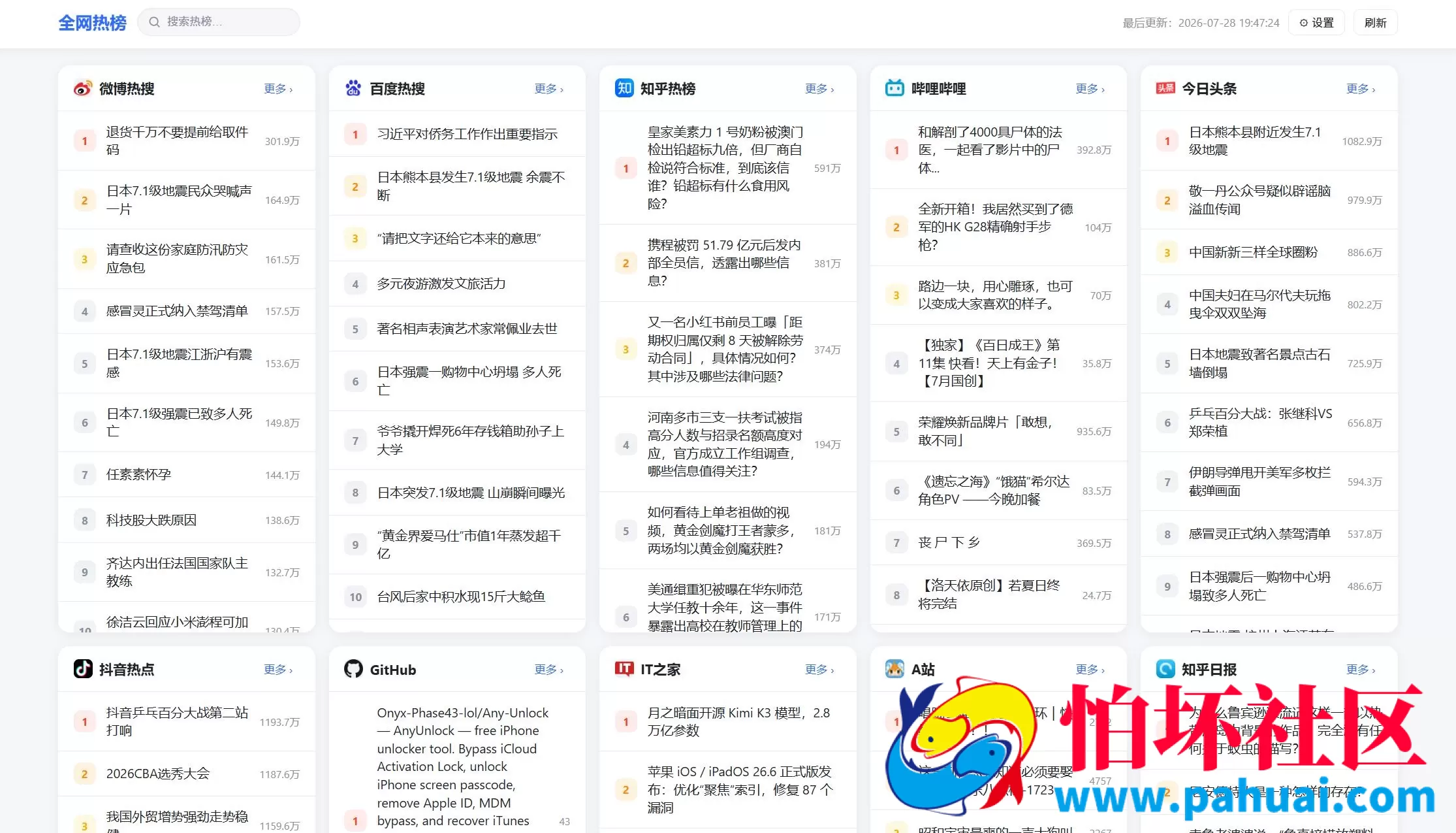 全网今日热榜程序源码