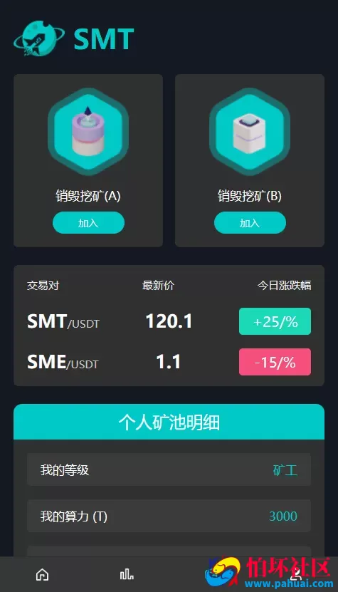 dapp去中心化应用程序 SMT挖矿理财源码 矿池 挖矿 借贷