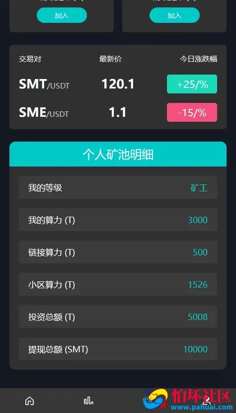 dapp去中心化应用程序 SMT挖矿理财源码 矿池 挖矿 借贷