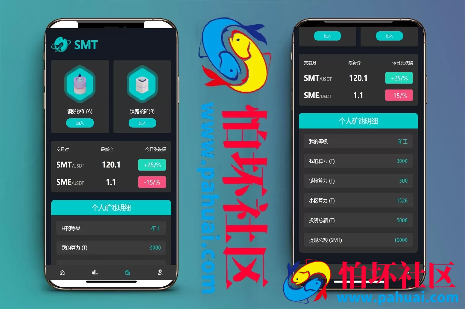 dapp去中心化应用程序 SMT挖矿理财源码 矿池 挖矿 借贷