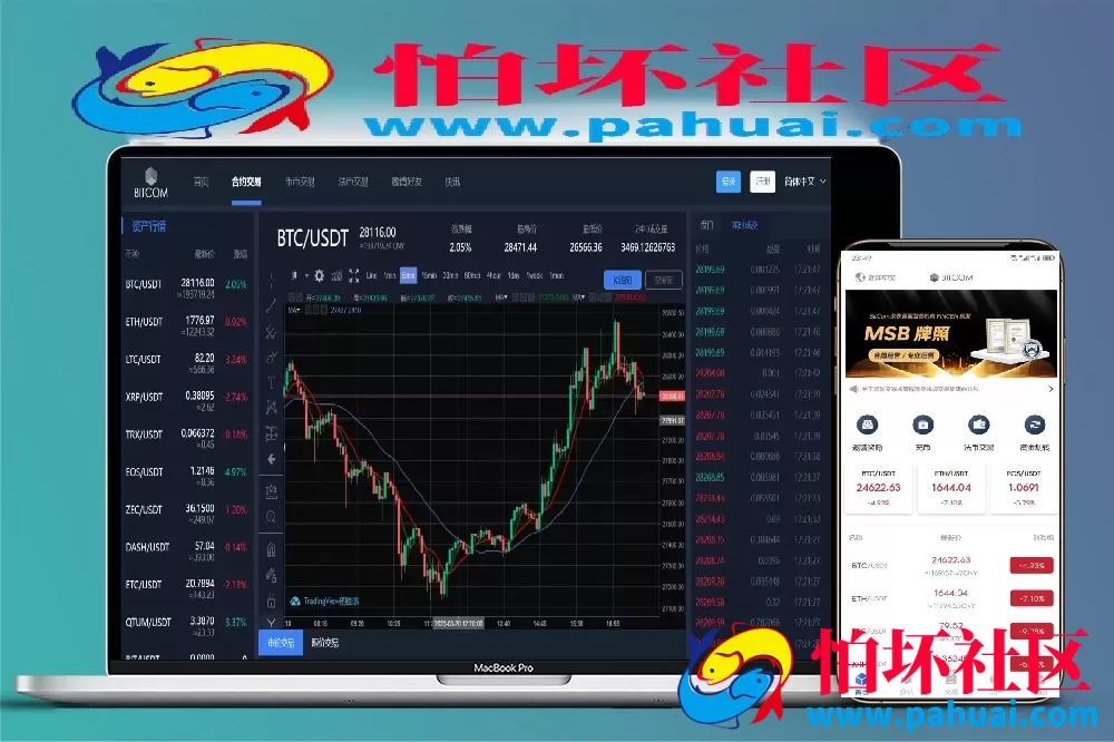 BitCom交易所原生安卓源码+IOS端源码 对接火币网数据程序 K线需要修复 附带简单安装教程