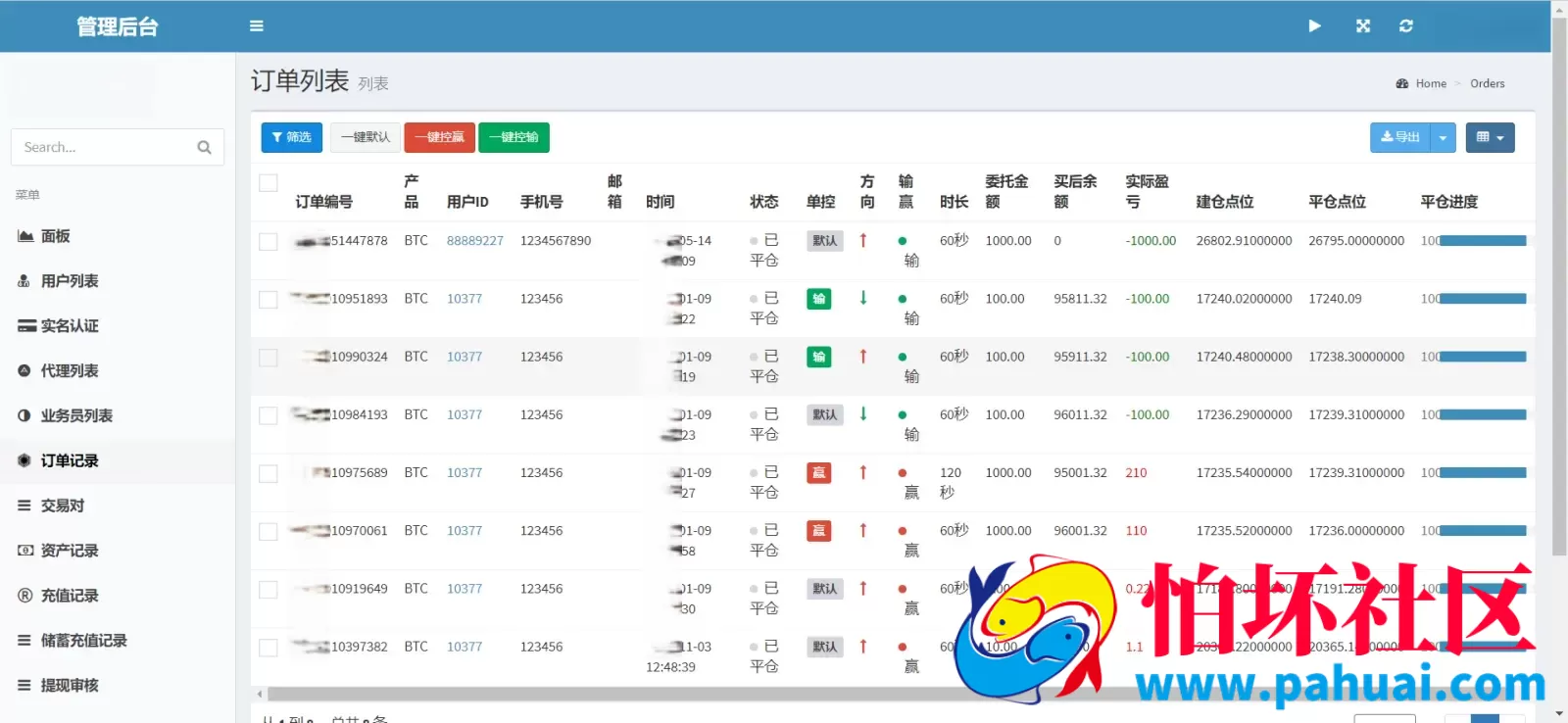 BAC交易所源码 USDT合约交易程序 带控制