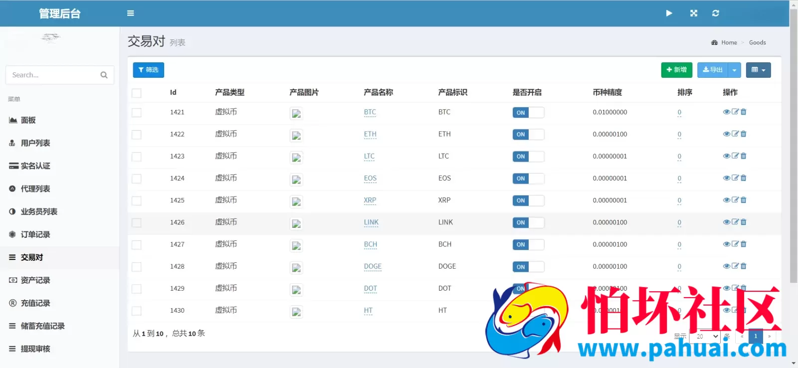 BAC交易所源码 USDT合约交易程序 带控制