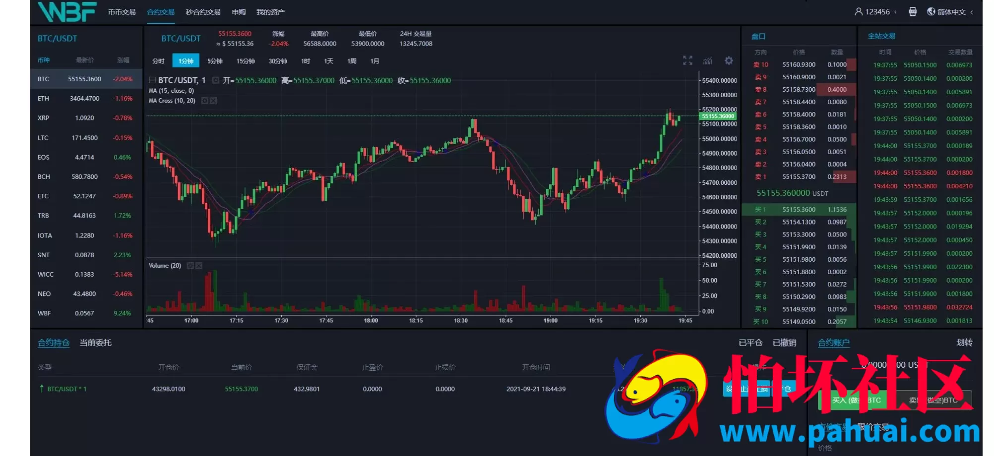 WBF多语言交易所程序 申购+自发币平台币+币币+杠杆+合约 附带安装教程 带VUE工程源码