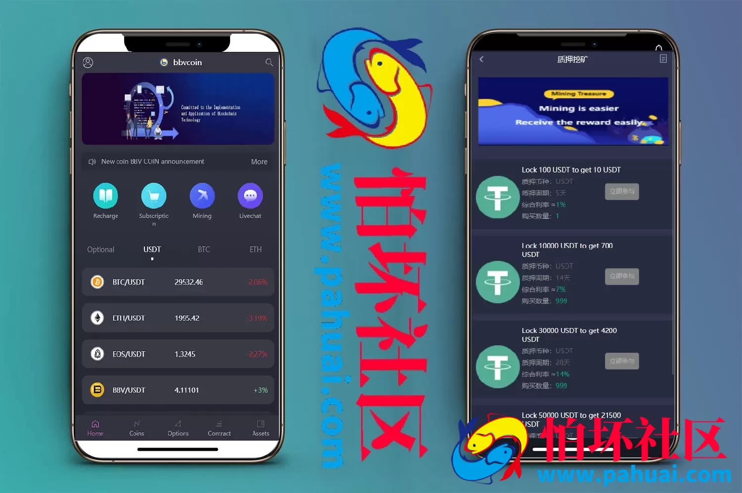 多语言区块链交易所源码 bbvcoin交易所程序 15国语言+秒合约+申购+矿机 附带搭建教程