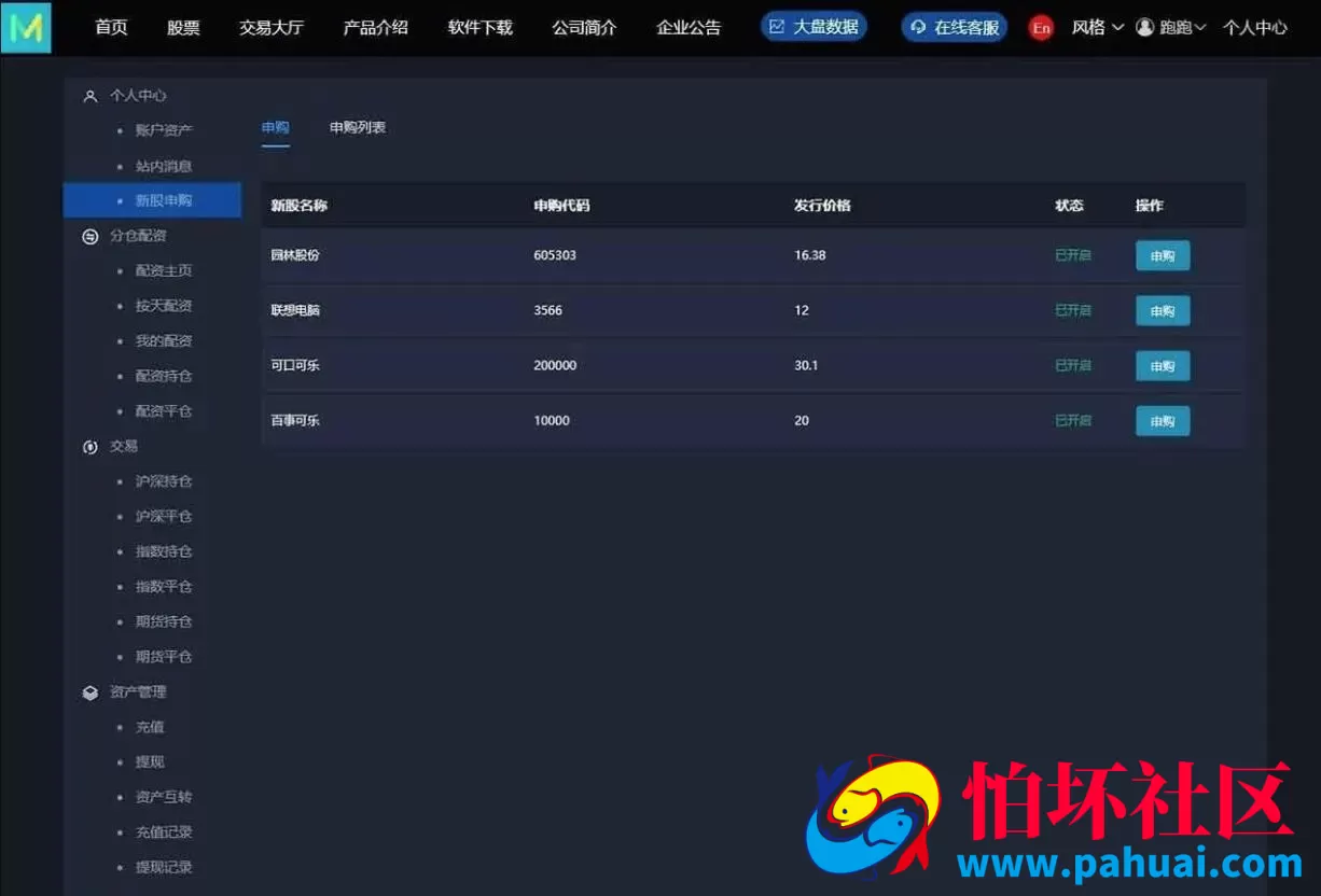 新版两融双融股票交易配资源码 融资融券系统源码 H5端+PC端+代理端+完整程序打包