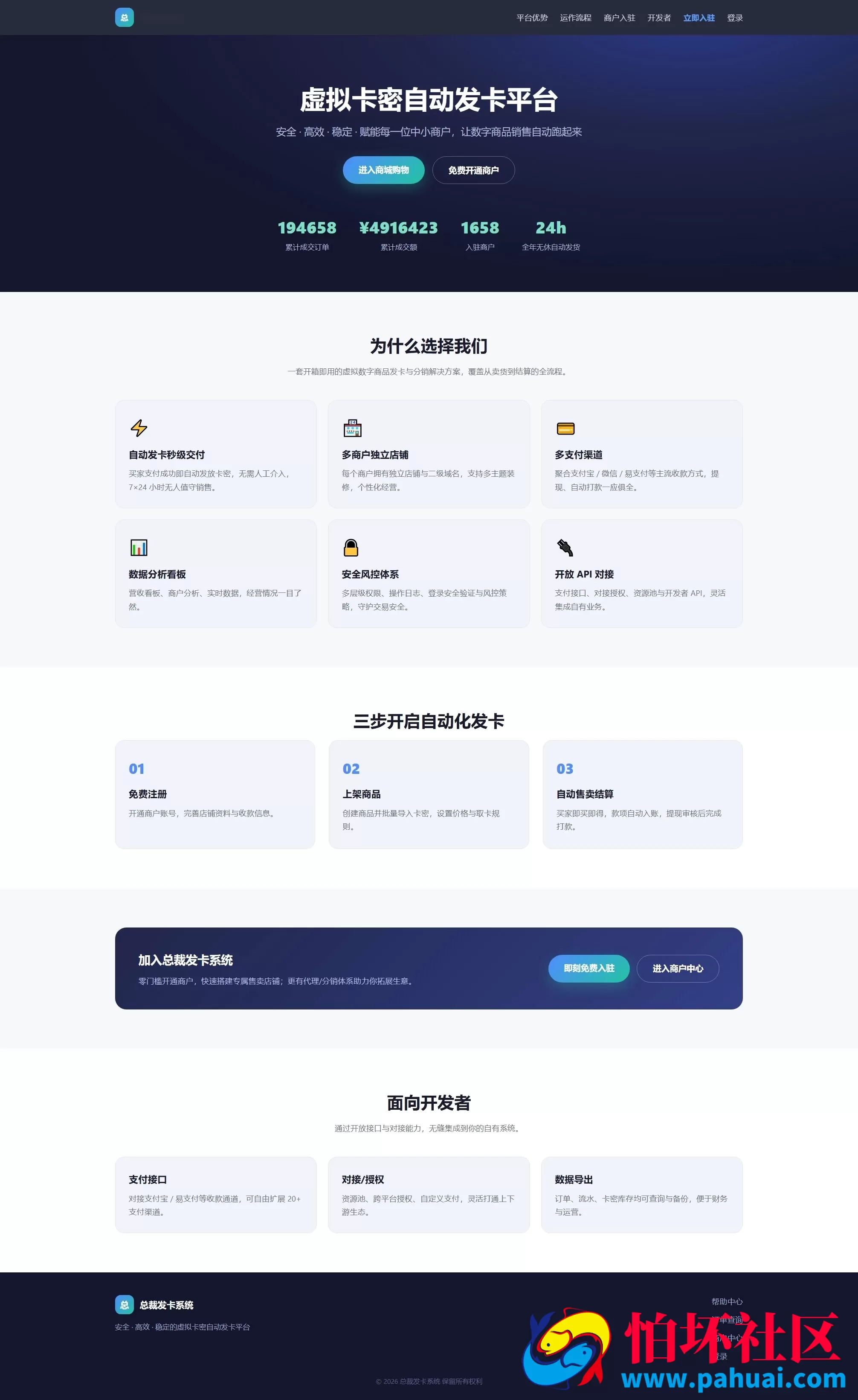 总裁自动发卡系统程序 数字商品发卡平台源码 PC移动自适应