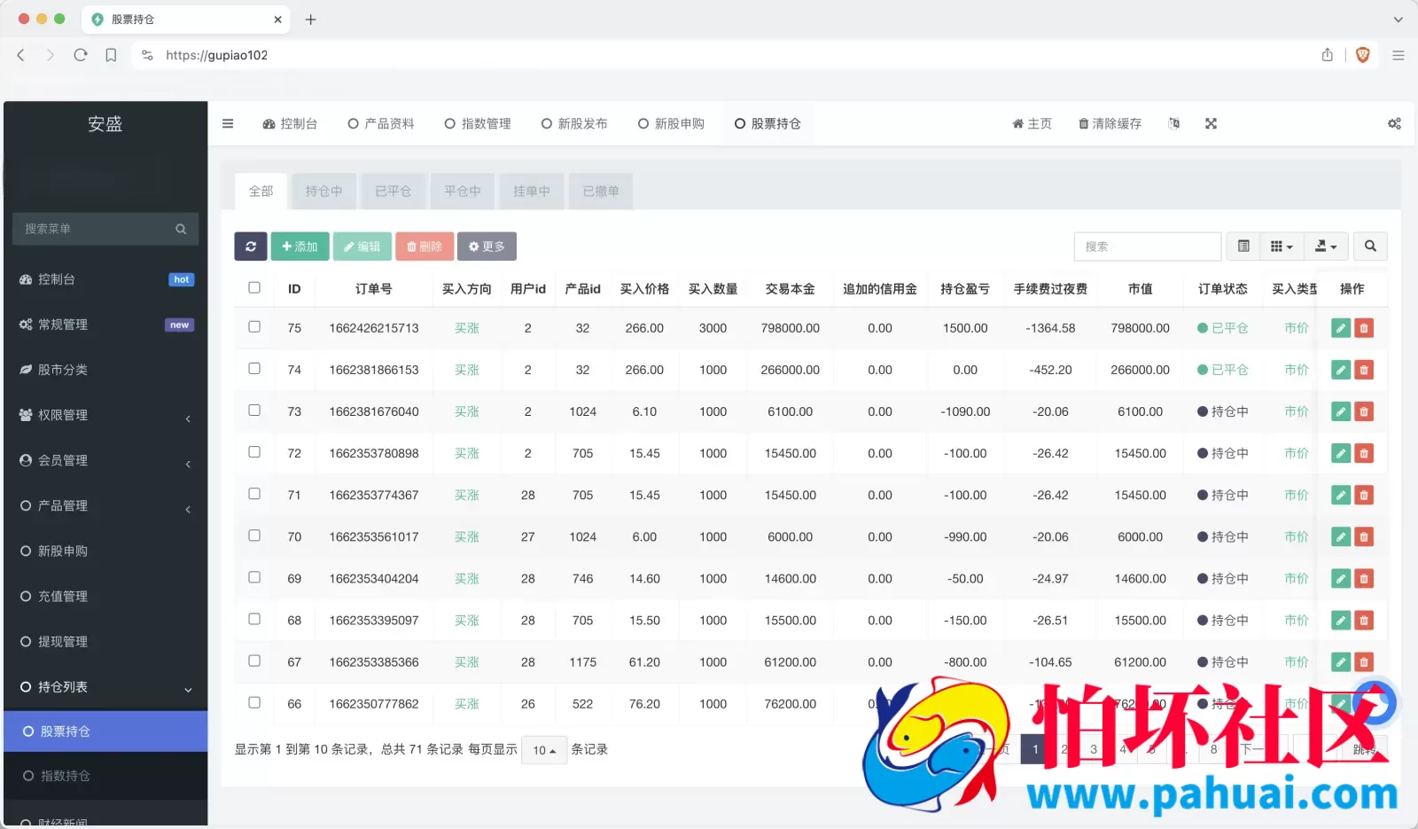 安盛股票申购配资源码 台湾股票系统 申购折扣交易系统程序 前端uniapp纯源码+后端PHP
