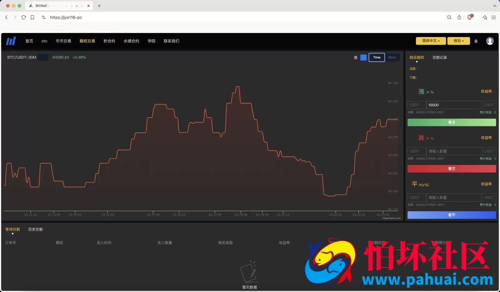 全开源BitWell多语言交易所源码 OTC+永续合约+期权交易+币币交易+秒合约交易+申购+风控+代理渠道商程序 前端uniapp+后端php