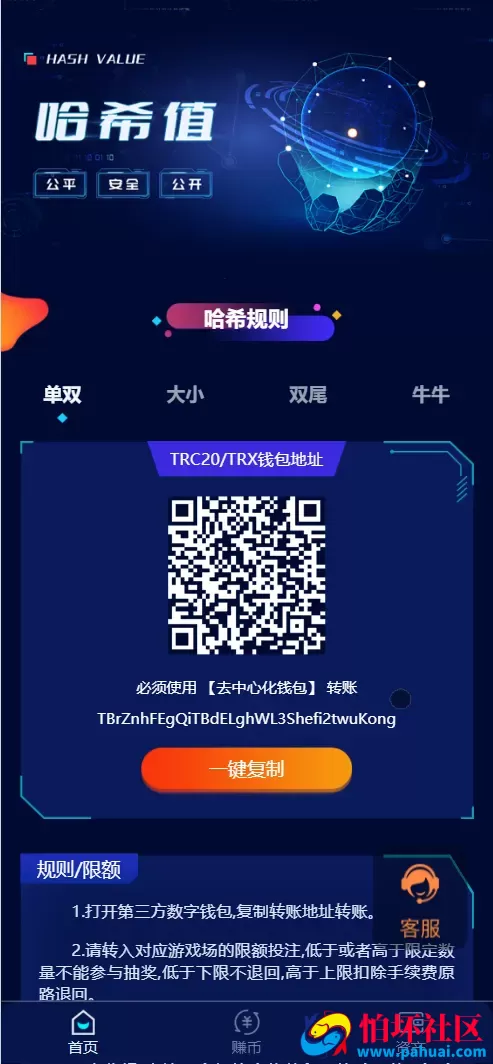 HASH VALUE哈希竞猜游戏源码 区块链哈希值游戏程序 usdt+trx双玩法 前端VUE纯源码+后端PHP