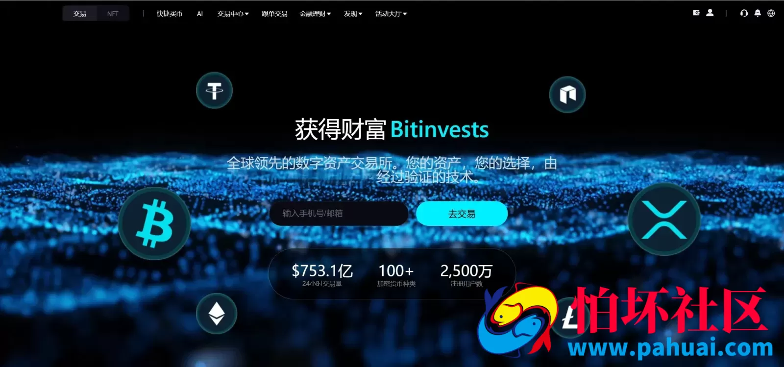 Bitinvests多语言交易所源码 外汇+美股+期货+交割合约+期权交易+现货交易+C2C+平台币+Ai投资理财+Defi借贷程序 前端vue纯源码+后端PHP