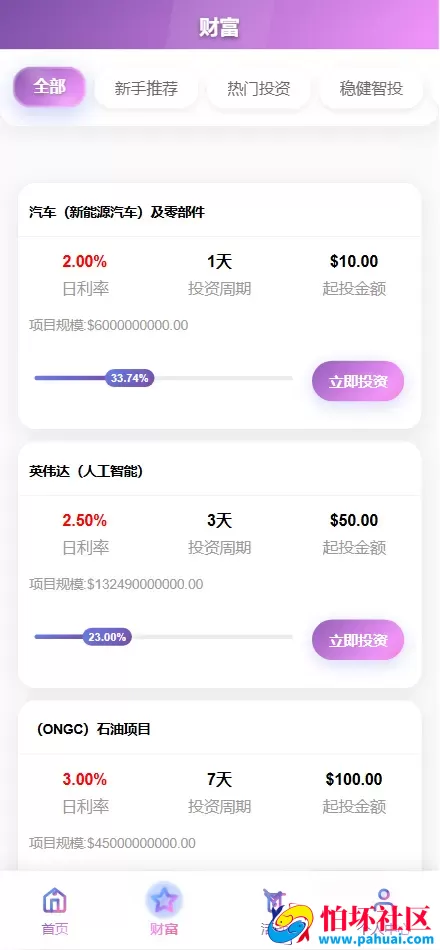 Ganges多语言海外投资理财源码 三级代理分销+USDT冲提+签到程序 前端vue纯源码+后端php