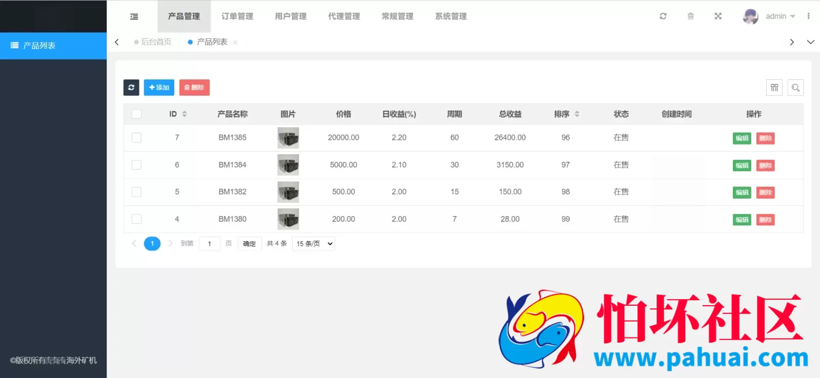 4国语言海外矿机投资理财源码 区块链矿机投资理财程序 附带搭建教程