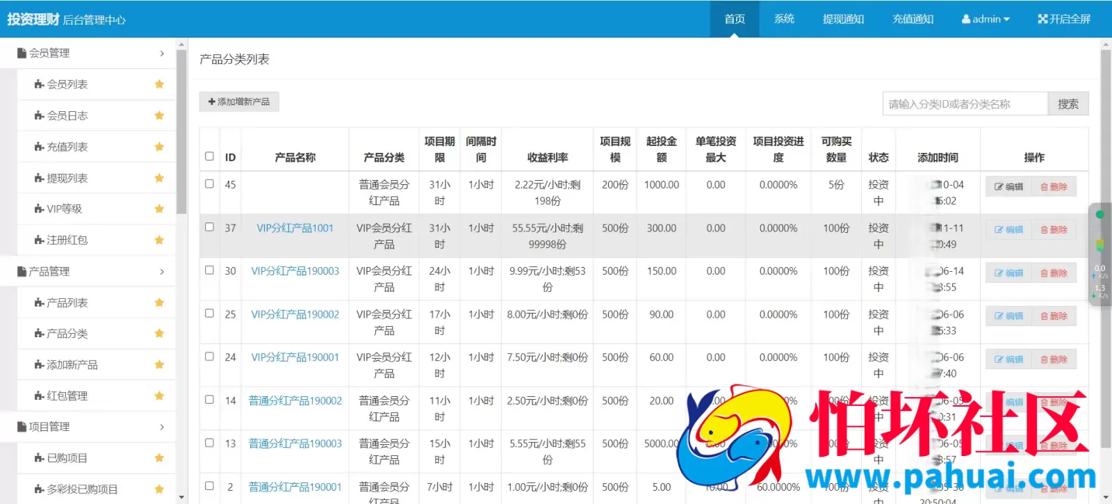 中文基金投资理财系统源码 理财认购股权分红源码 项目投资理财程序源码