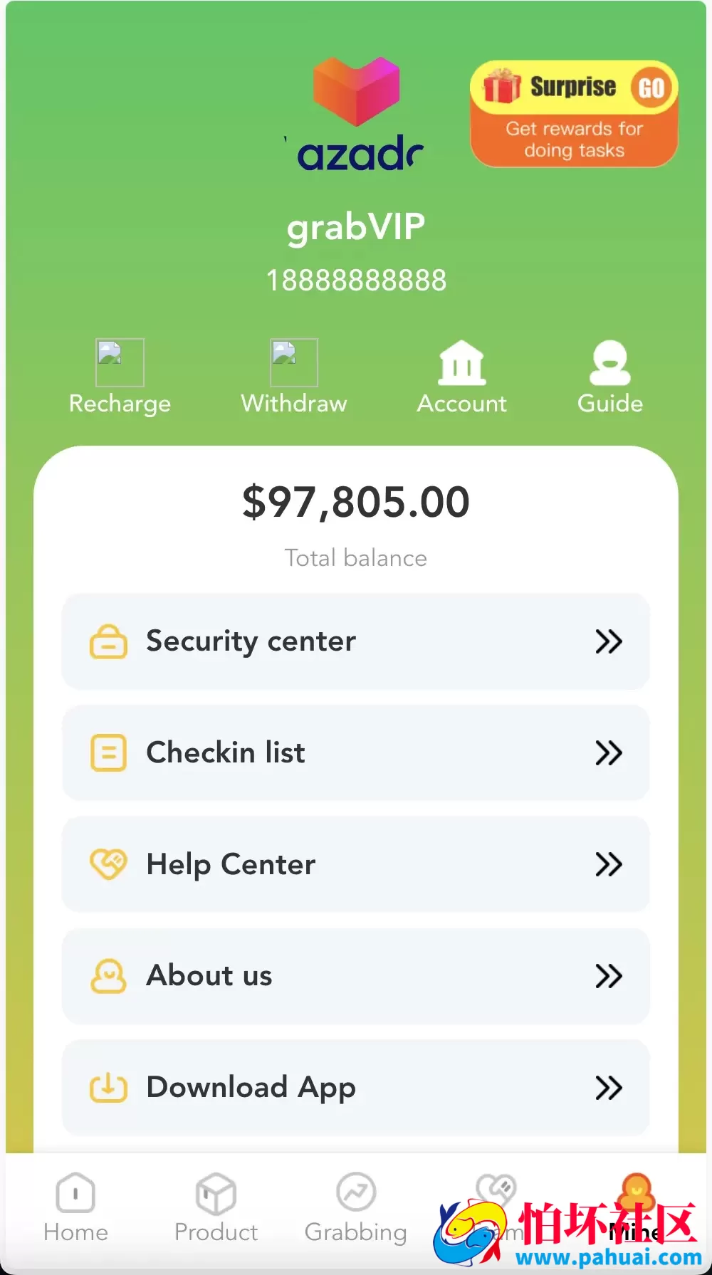 grabVIP超市刷单抢单源码 海外超市商城购物刷单投资理财程序源码 前端html+后端PHP