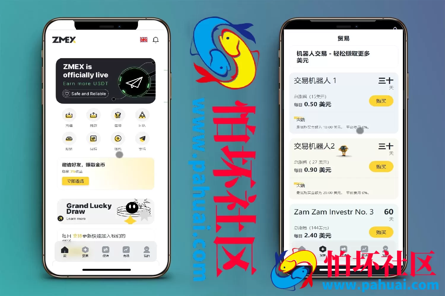 ZMEX智能AI机器人投资理财源码 海外投资理财程序源码 前端html+后端PHP