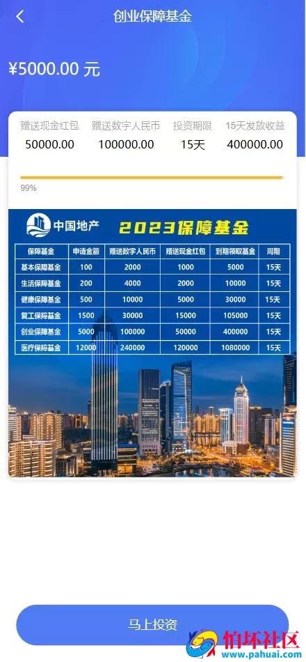 房地产投资理财源码 三级代理分销+每日签到程序 前端html+后端PHP