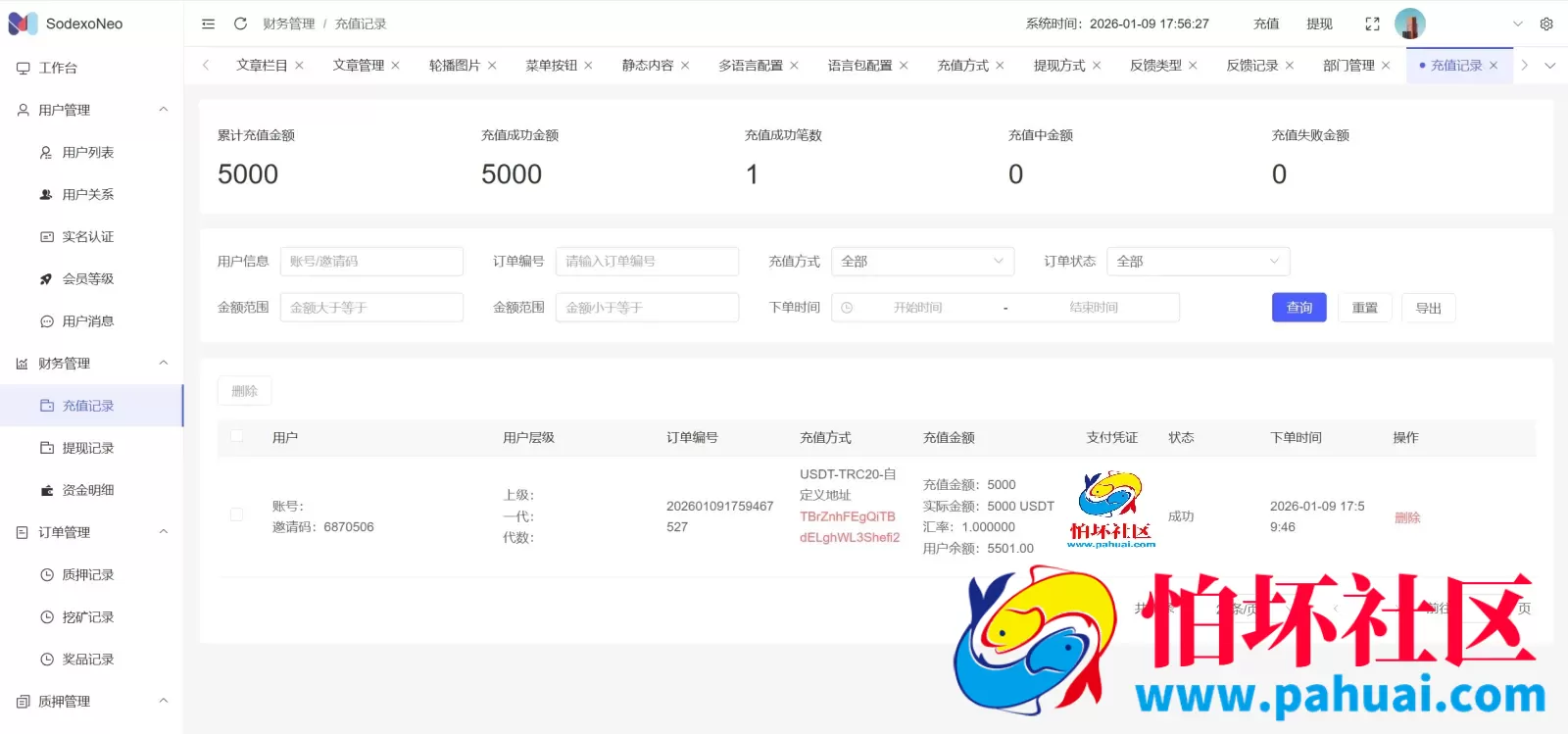 SodexoNeo多语言质押挖矿投资理财源码 5级分销+自动挖矿+自定义行情币程序 前端vue纯源码+后端PHP