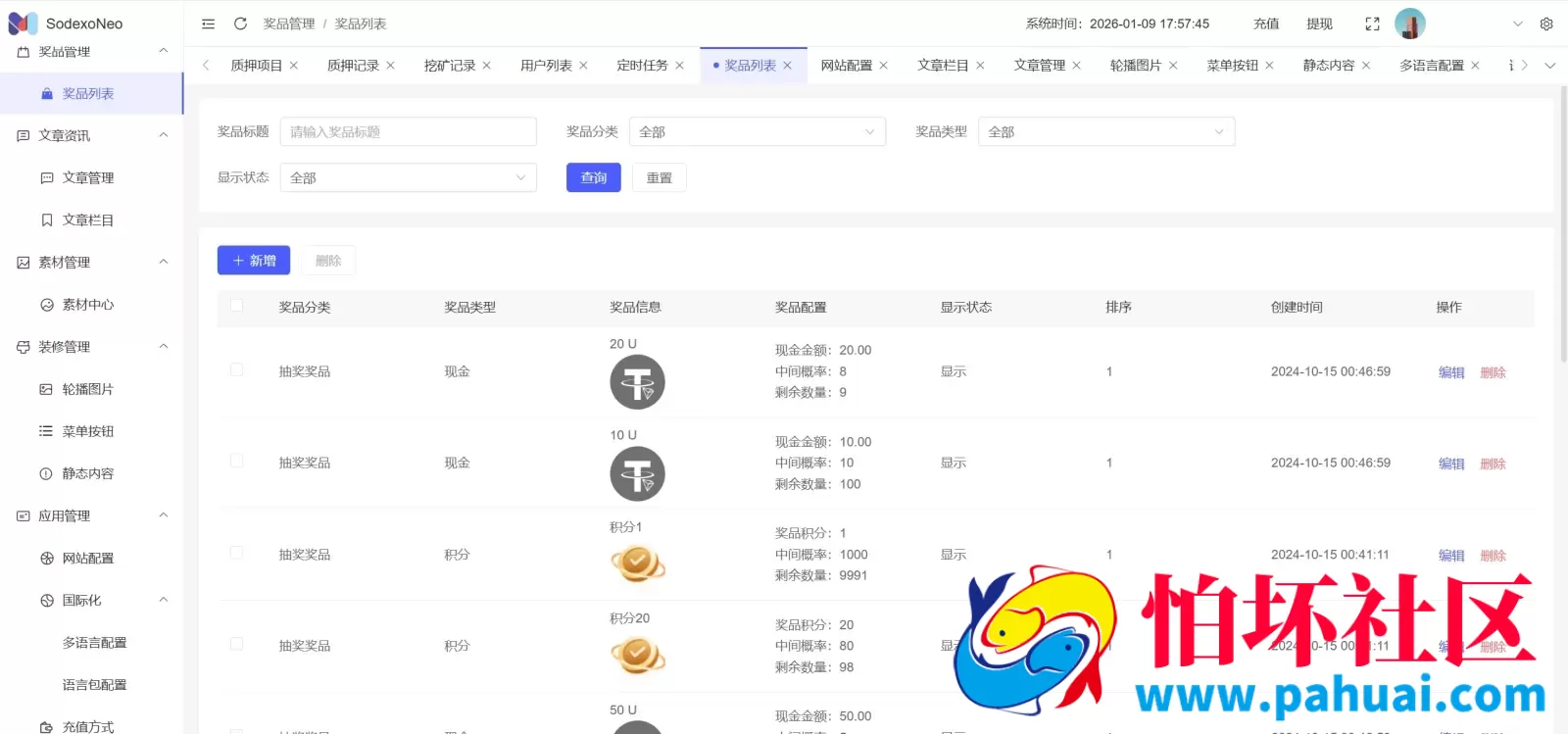 SodexoNeo多语言质押挖矿投资理财源码 5级分销+自动挖矿+自定义行情币程序 前端vue纯源码+后端PHP