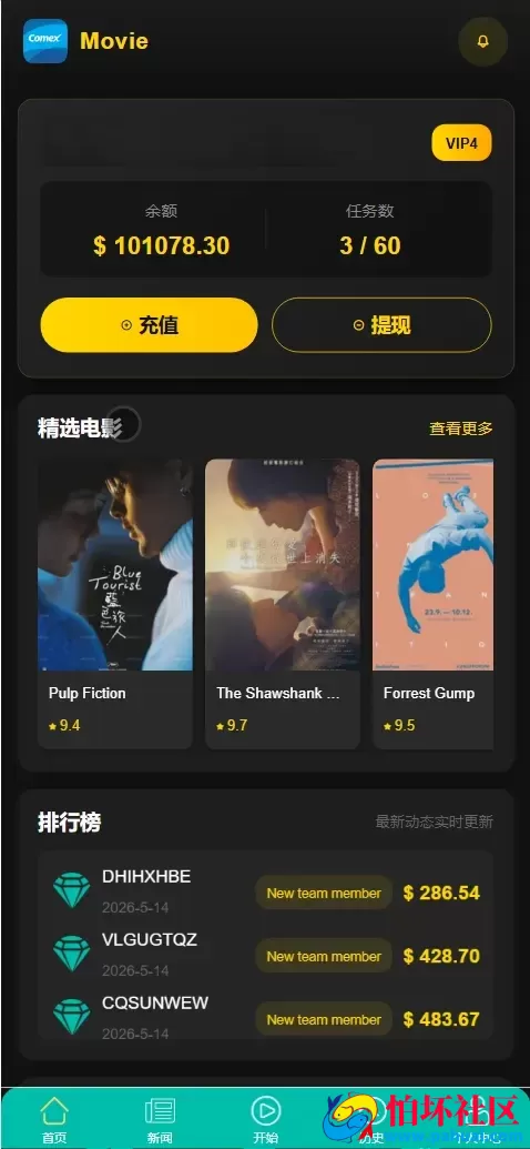 Comex Movie多语言电影刷单抢单投资理财源码 卡单连单+五级分销程序