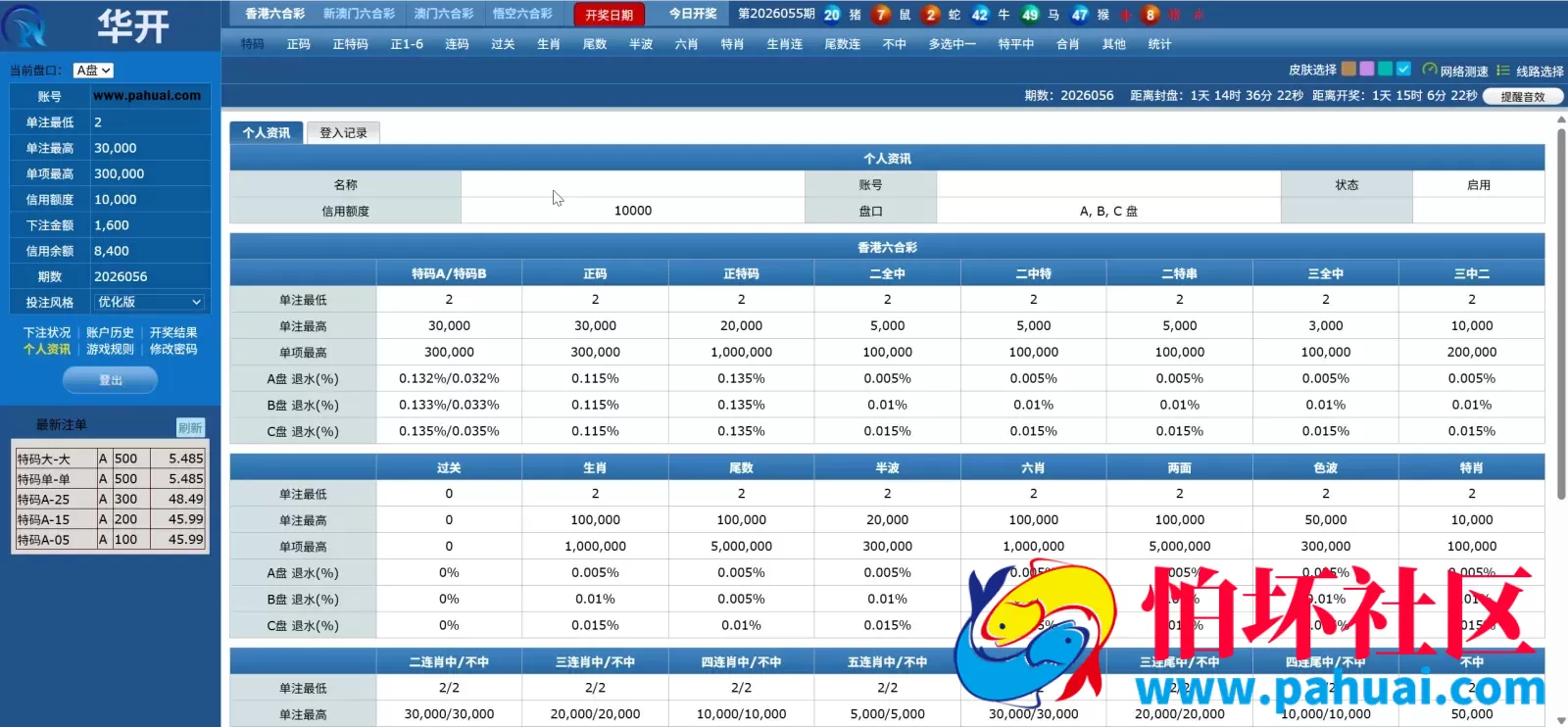 华开环球OA信用盘完美运营版源码 多盘口多系统+3种投注风格+赔率调控+占成补货+六合私彩程序