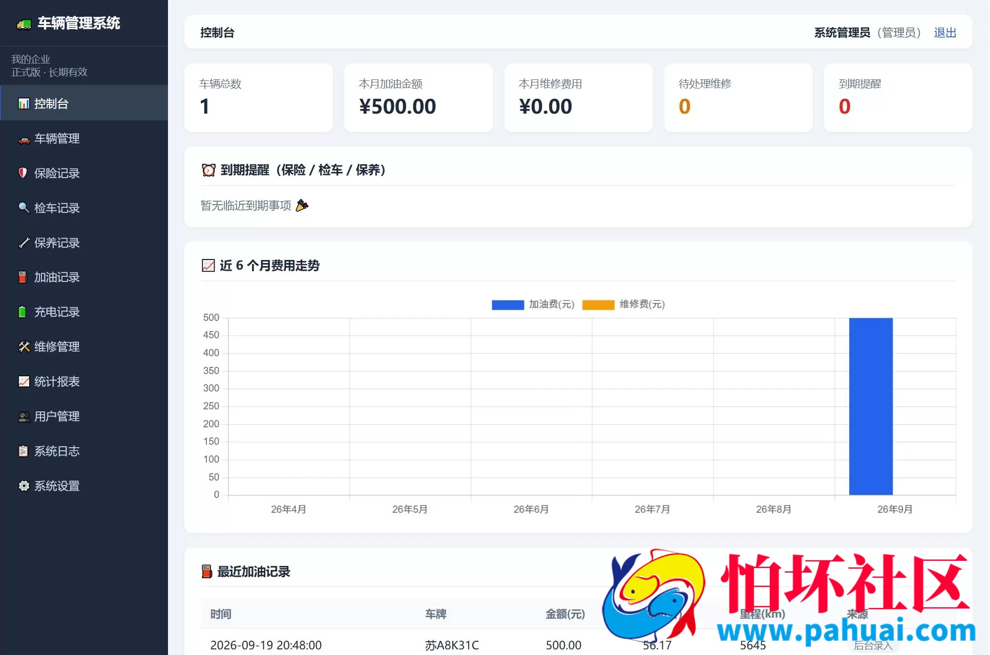 车辆管理系统网站程序源码