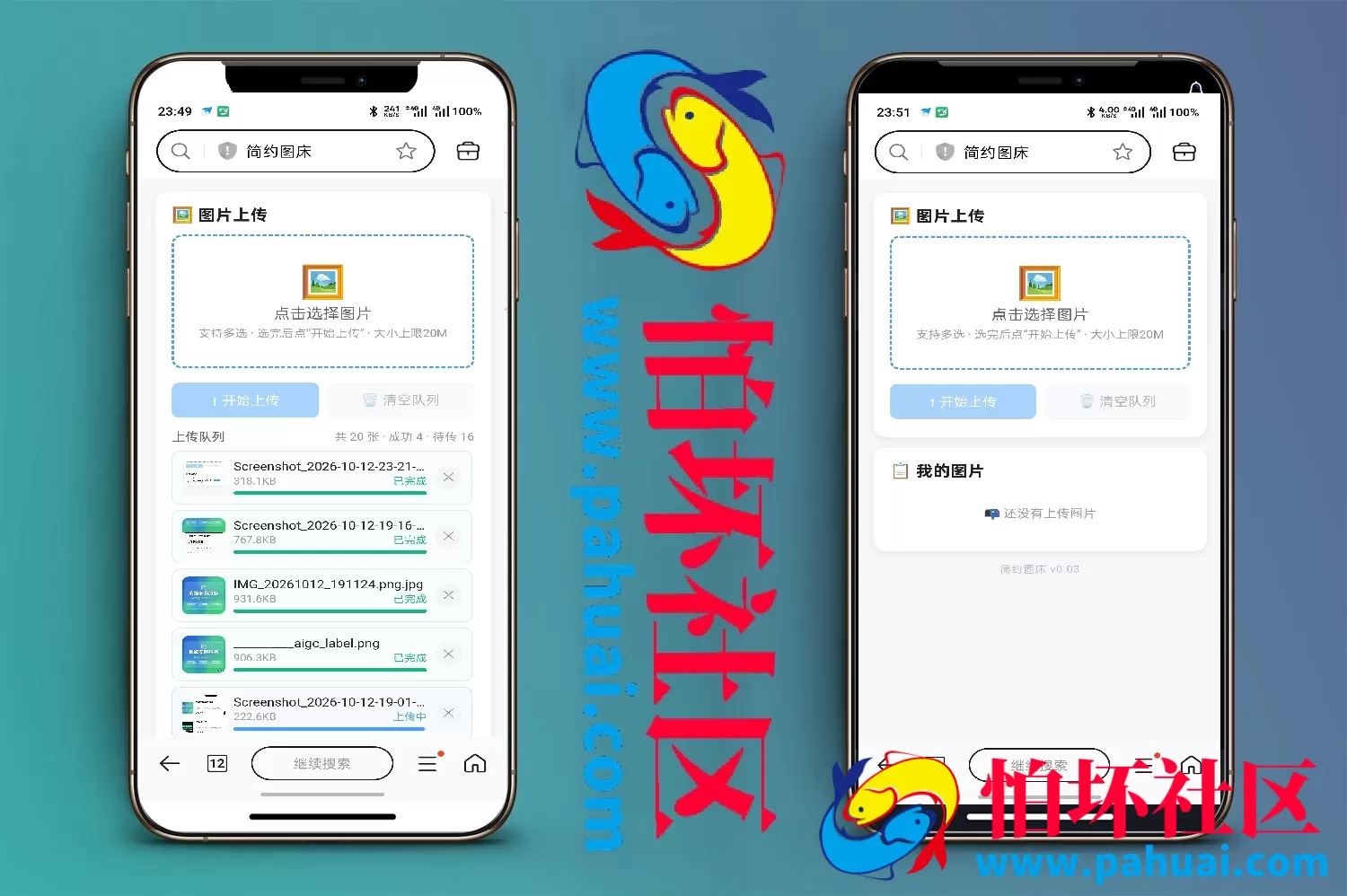 简约图床程序源码共享100G最大上传20M